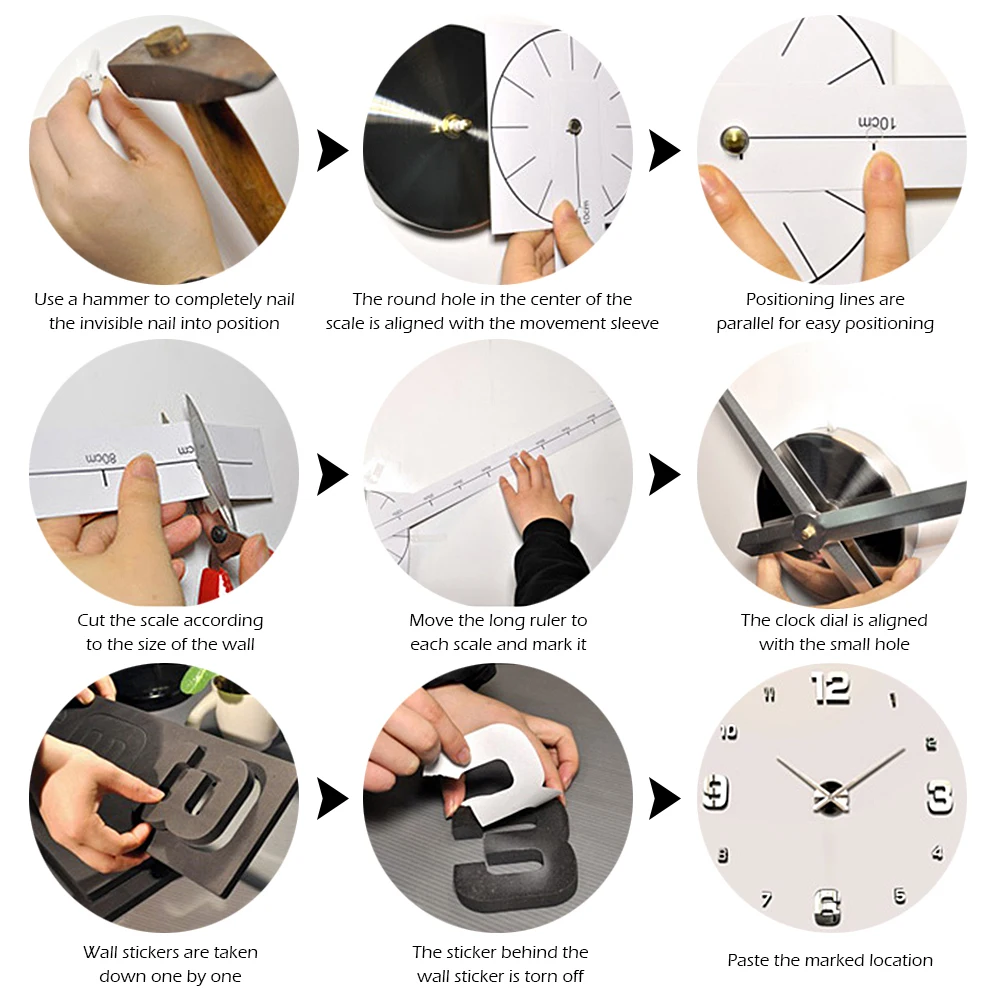 

DIY 3D Number Wall Clock Mirror Sticker Home Room modern Office Decor Art Design Wall Clock