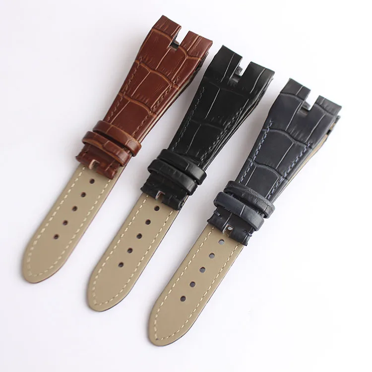 Black dark blue 26mm Genuine Leather watchband strap special for Roger Dubuis EXCALIBUR series bracelet