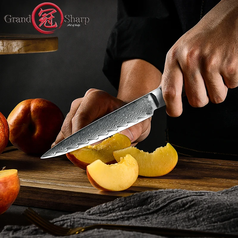 Нож Grandsharp из высокоуглеродистой дамасской нержавеющей стали 4 7 дюйма ручка