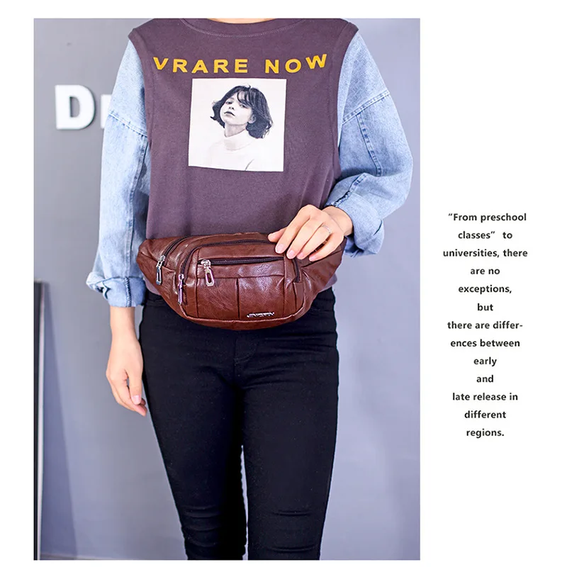 

PU Leather Waist Bag Men Pack Funny Belt Bag Female Waterproof Fashion Multifunction Waist Package For Phone Women Pouch Bolso