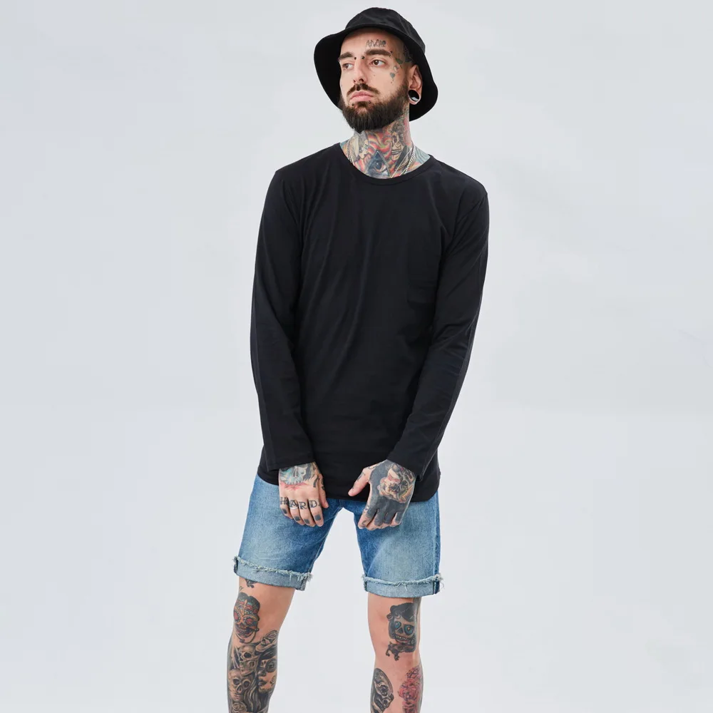 Мужская футболка с длинным рукавом Повседневная в стиле хип хоп 100% хлопок TX144