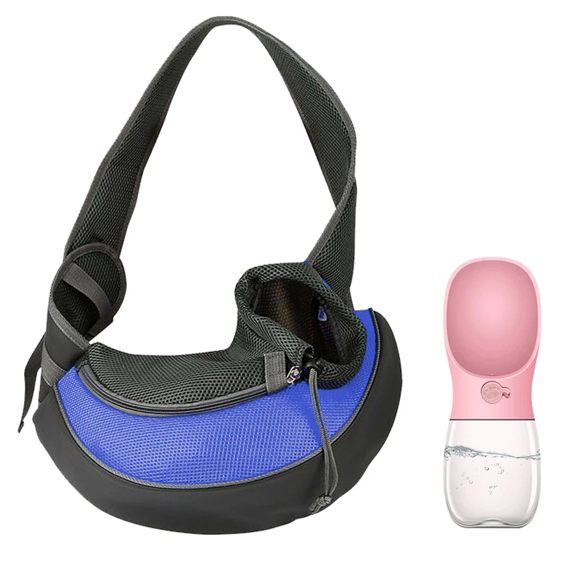 Blue with Bottle Pet Puppy Carrier S/M Открытый Путешествия собака сумка сетка Оксфорд один комфорт слинг Сумочка Сумка - Цвет: Blue with Bottle