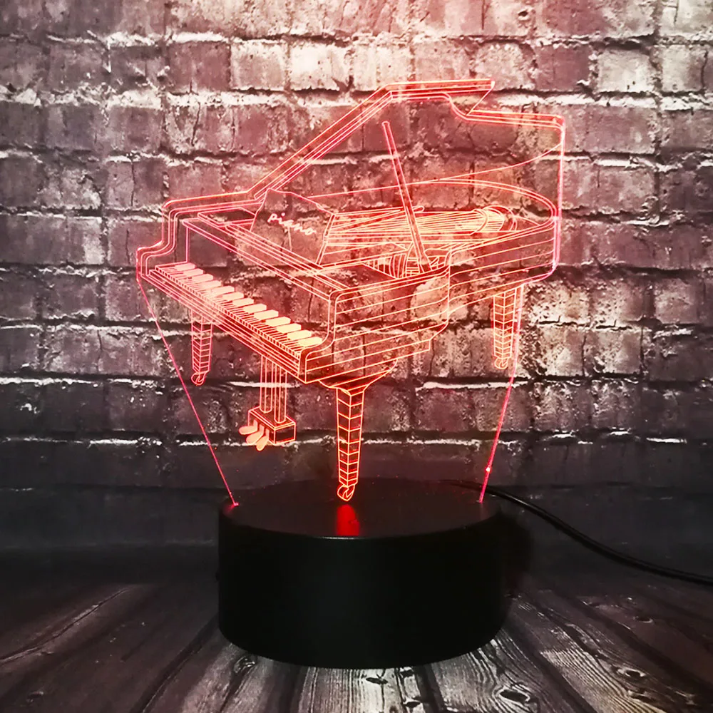 Музыкальный инструмент Ретро фортепиано 3D USB светодиодный светильник 7 цветов лампа музыкальный подарок Детская Спальня украшение Элегантные ночные огни RGB Лава