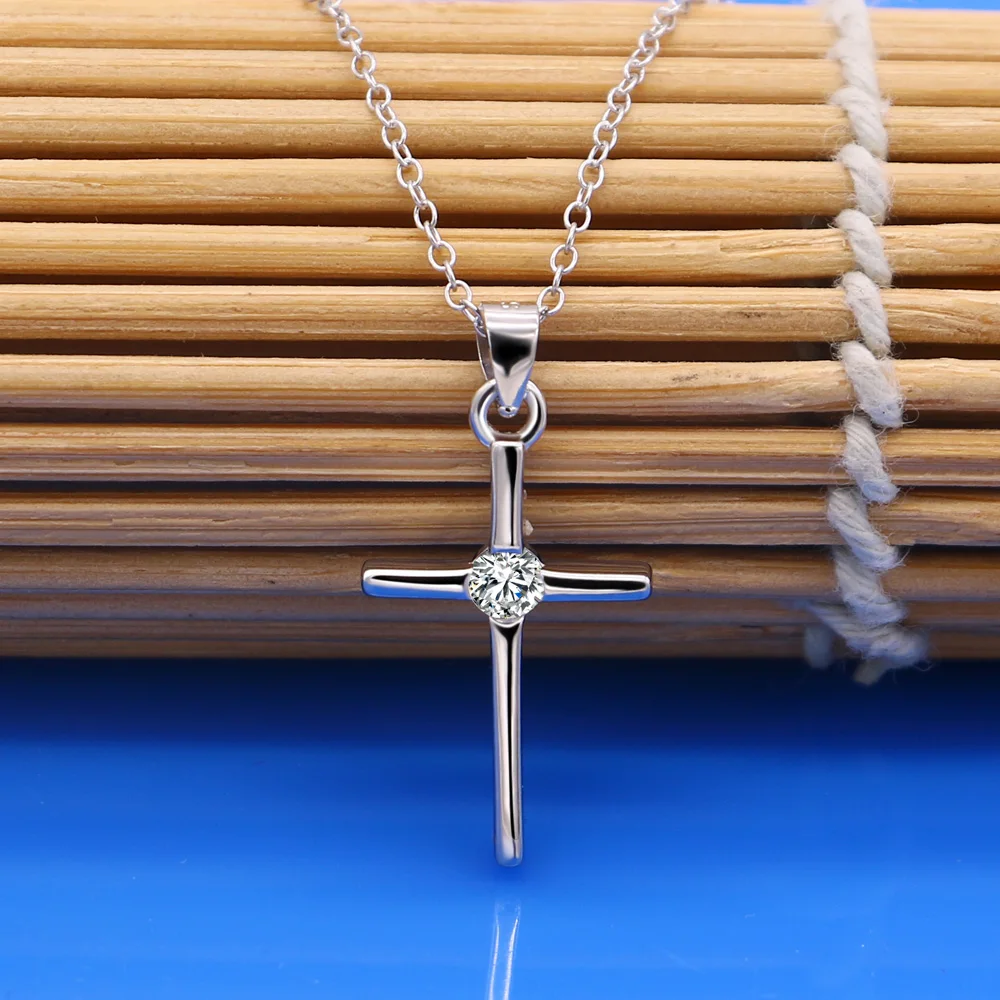 Женское ожерелье из серебра 925 пробы с подвеской крестом|cross pendant|fashion jewelryjewelry fashion