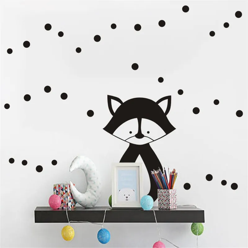 Настенные стикеры в черный горошек для детской комнаты наклейки виде животных