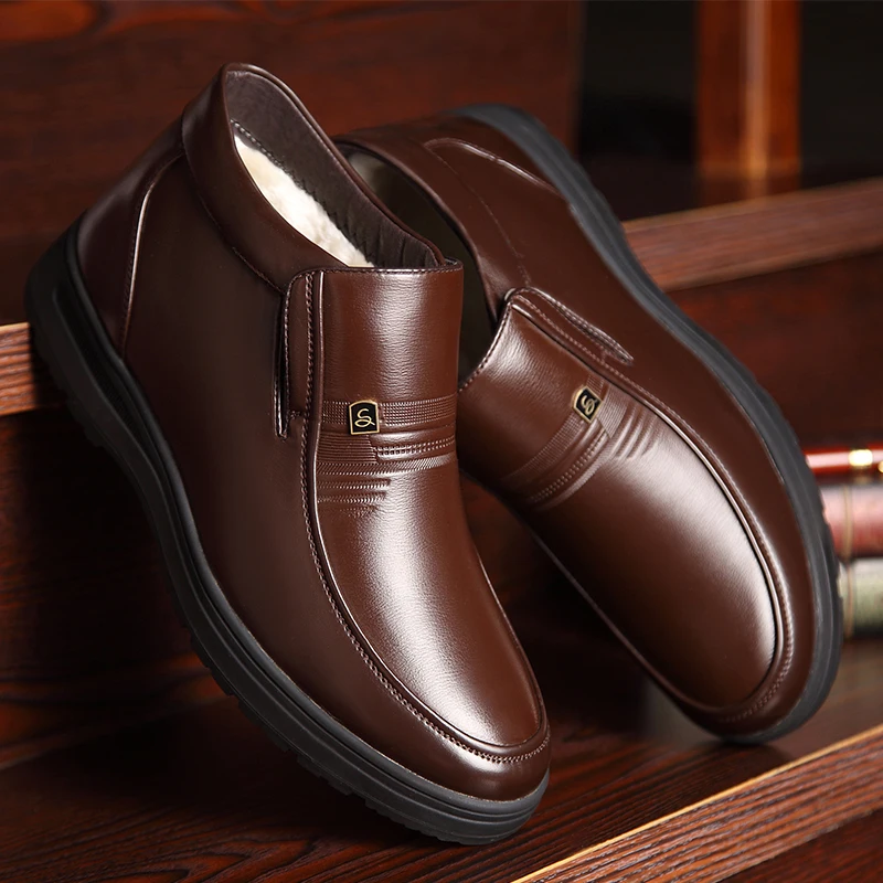 2019 г. Новые мужские зимние ботинки качественная кожаная обувь с микрофиброй