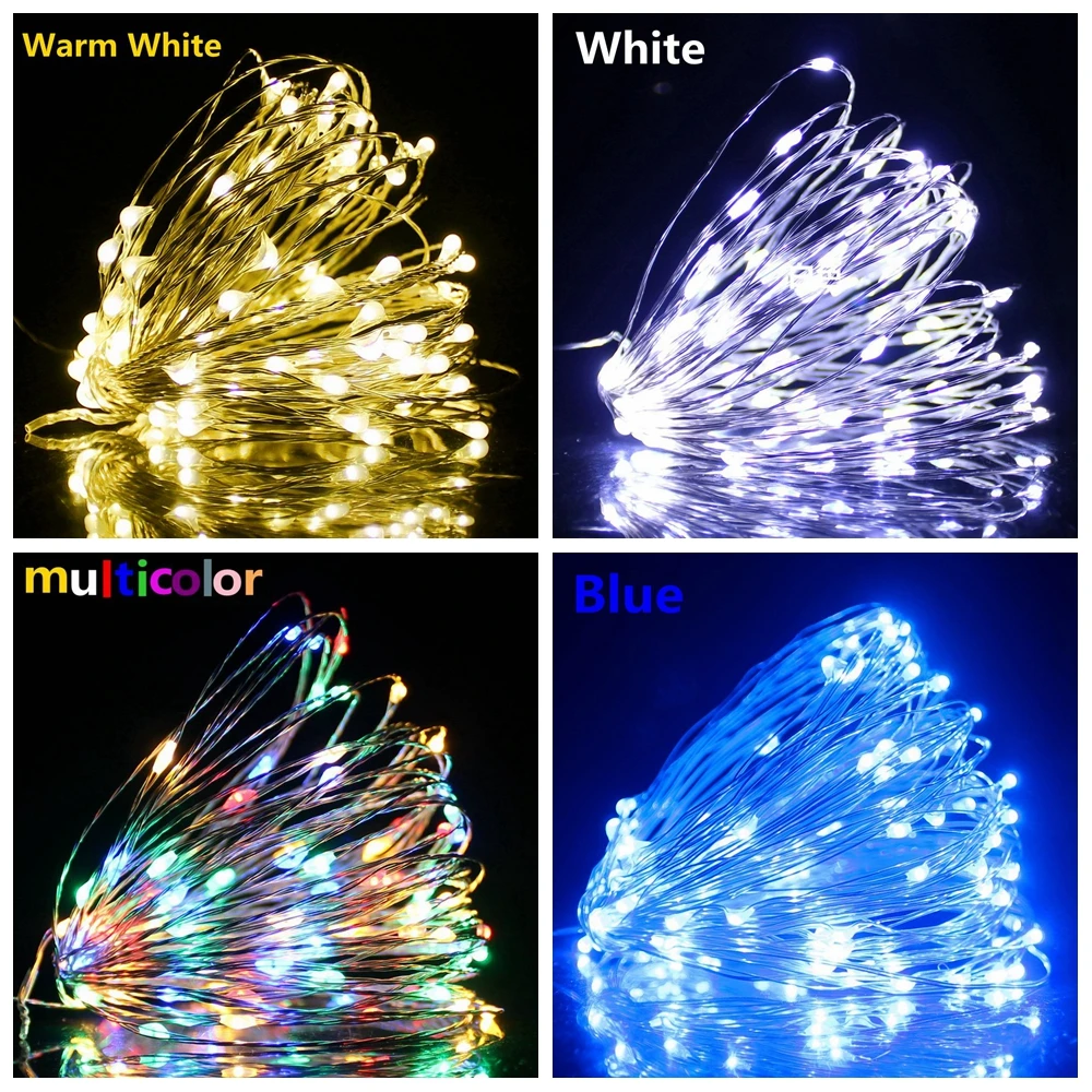 Remote Control Fairy Lights Copper Wire Timer LED String Garland Christmas Decoration USB Battery Powered 5/10/20M | Лампы и освещение