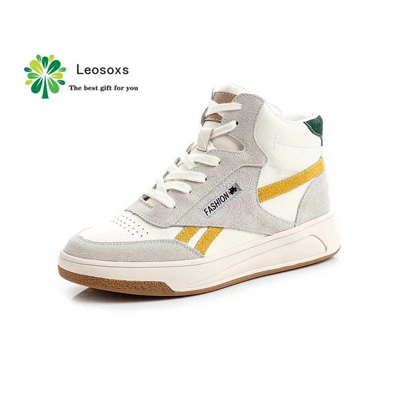 

Кожаные кроссовки с круглым носком, белые, весна 2021