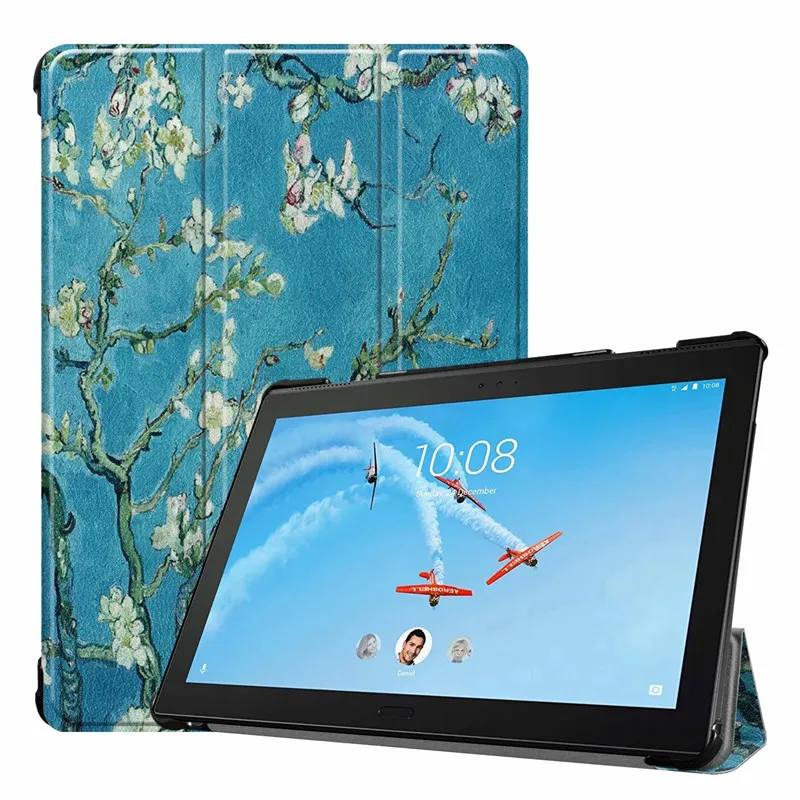 Магнитный чехол для Lenovo Tab P10 телефона X705L Бабочка башня девушка умный цветной
