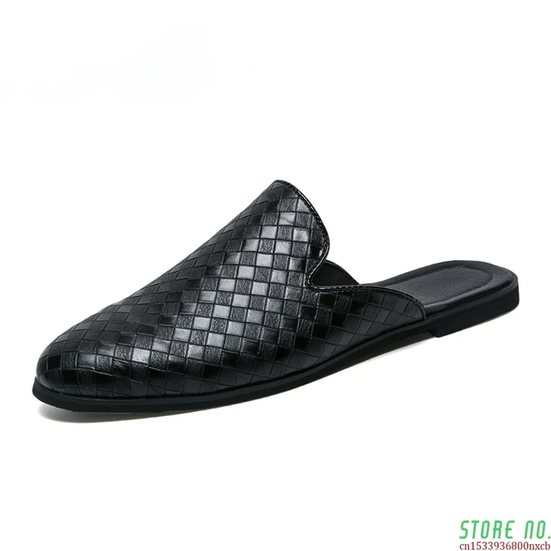 

Big Size Slippers Men Loafers Leather Casual Shoes Fashion Spring Black Outdoor Slides Indoor Men's Flats Non-slip Lazy Shoes