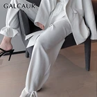 Женские брюки со складками GALCAUR, белые свободные брюки с высокой талией, с карманами, широкие, размера плюс, 2020