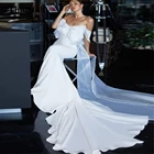 Простое длинное свадебное платье с бантом спереди, с открытыми плечами, 2021, платье русалки, женское платье, пляжные свадебные платья, платье