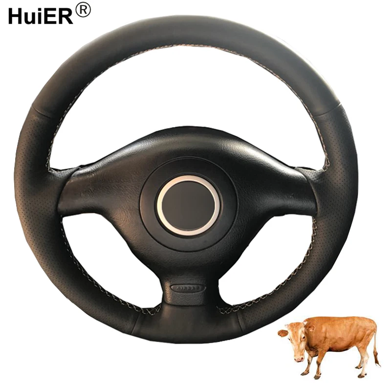 

Hand Sewing Car Steering Wheel Cover Top Layer Cow Leather For Volkswagen VW Golf 4 1998-2004 Passat B5 1996-2005 Polo Seat Leon