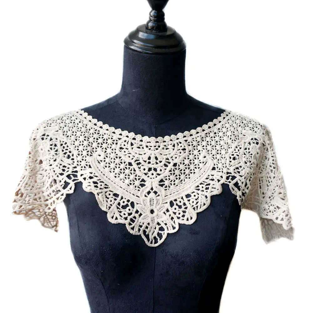 Цельный воротник из бежевой ткани вырезная вышивка нашивка Аппликации отделка