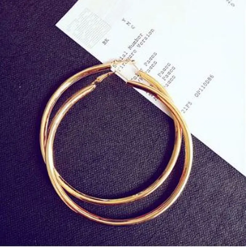 Модные женские геометрические серьги с d покрытием большие круглые для девочек