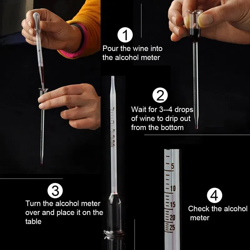

Alcohol Meter Home Brewing Vinometer Tester Vintage Measuring Tools Alcoholmeter Wine Concentration Meter 0-25 Hydrometer