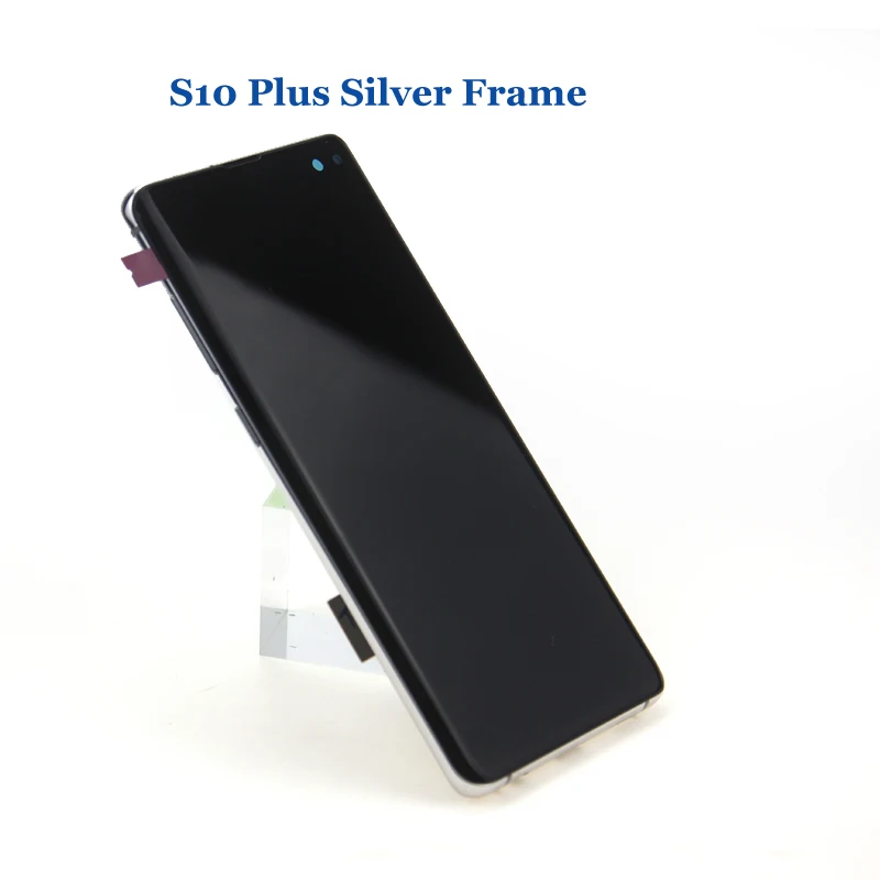 S10 Plus Silver Fram Супер AMOLED lcd для SAMSUNG S10 lcd G9730 дисплей S10 Plus lcd G975 сенсорный экран дигитайзер - Цвет: S10 Plus Silver Fram