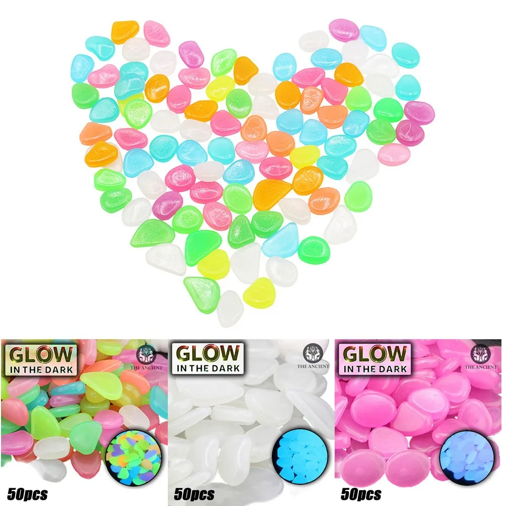 

50pcs/set Resin Pebbles Luminous Stones Fish Tank Aquarium Walkways Decor Home Decoration Garden Yard Decor Luminous Stones
