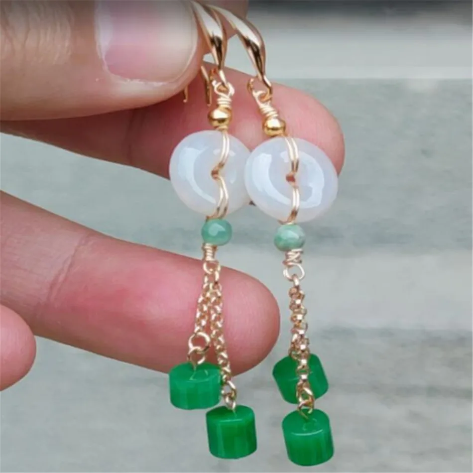 

Элегантные серьги из натурального белого и зеленого нефрита с пряжкой 18KGP подарок Хэллоуин модвечерние НКА День благодарения Для женщин кр...