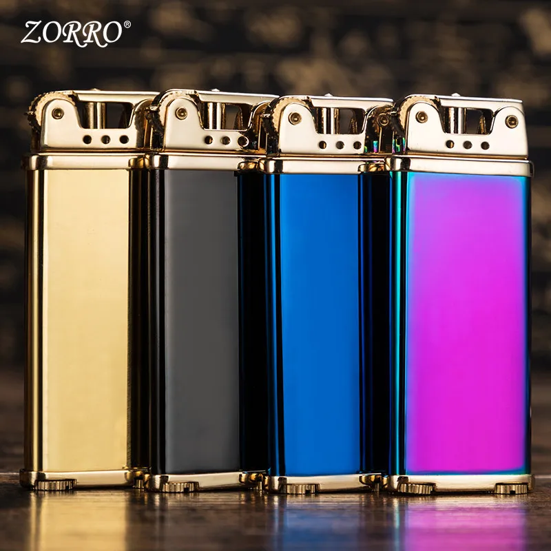 

Zorro 585 Wheel Nostalgic Kerosene Lighter New narrow Machine thin Metal Brass Creative Personality Lighter
