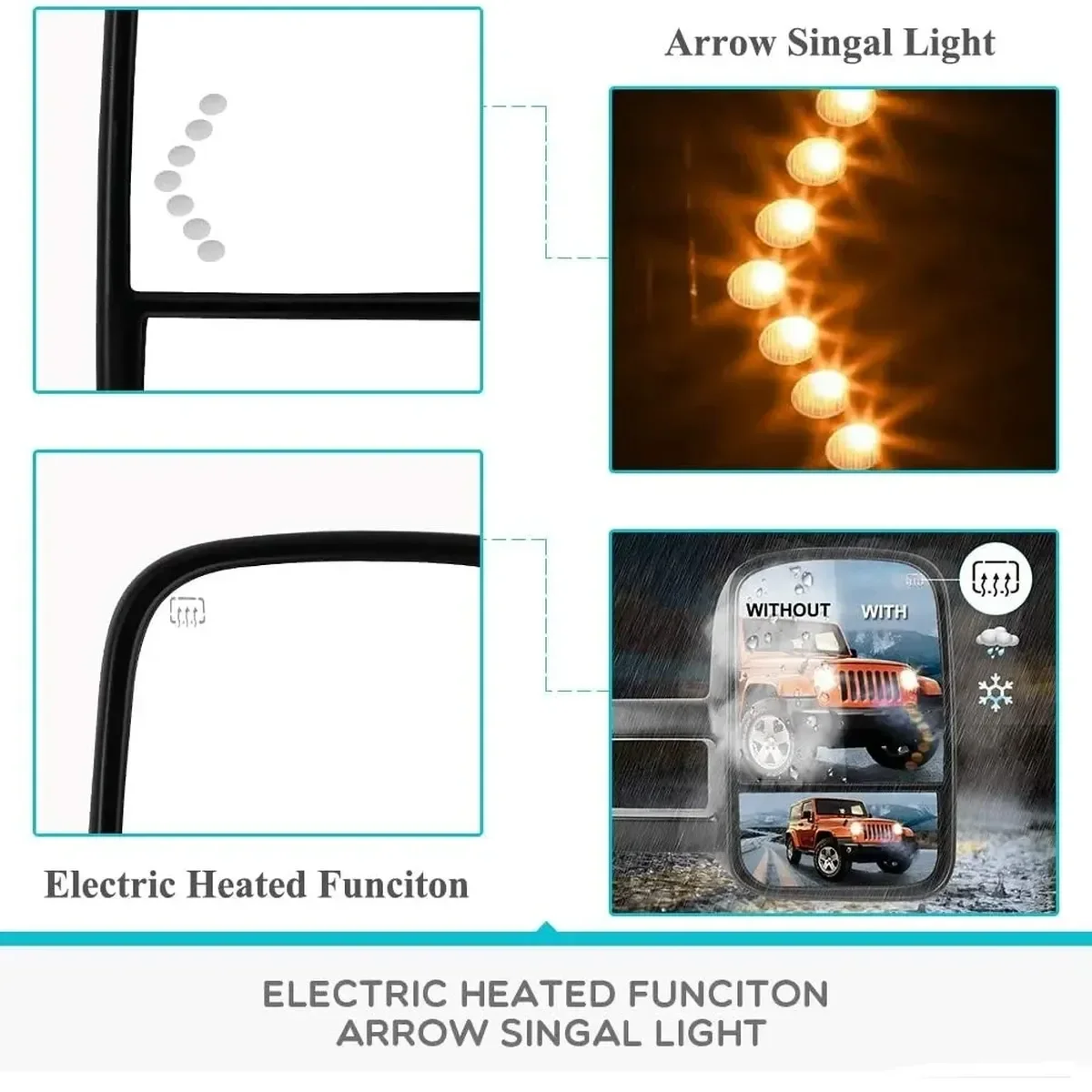 

Tow Mirrors Pair for 2003-2007 Chevy Silverado GMC Sierra Power Heated with Arrow Signal Light