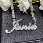 Ожерелье AurolaCo с именем под заказ, ожерелье с бриллиантом из нержавеющей стали, Золотое кулон-табличка с именем, ювелирные изделия, подарок на свадьбу