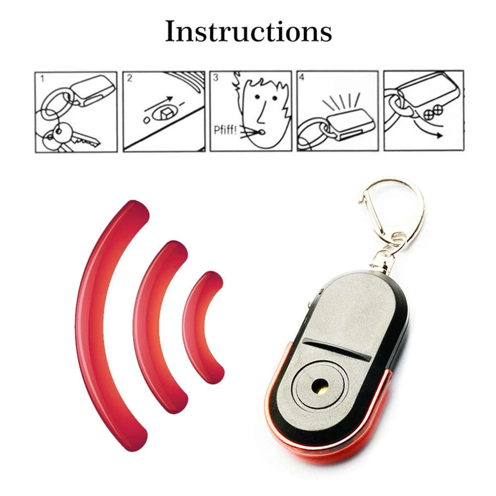 

Mini Anti Lost KeyFinder Alarm Whistle Sound Tracker Smart Flashing Beeping Locator Keychain Tracer Key Finder With LED Light