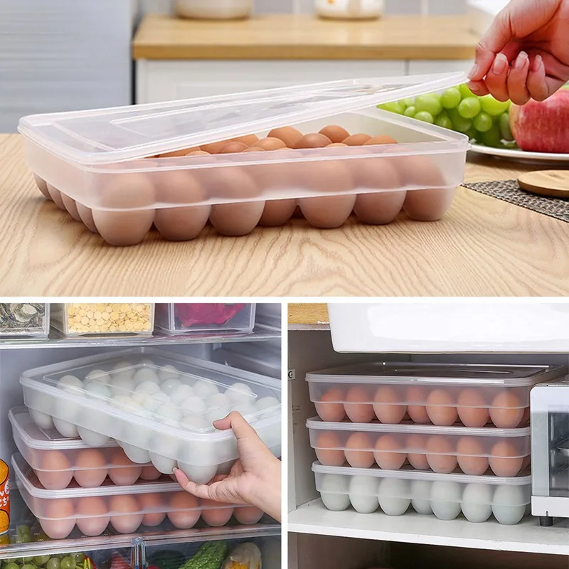 

Durable 34 Grids Plastic Egg Storage Box Egg Cartons Portable Wild Picnic Egg Organizer Food Holder Fridge Kitchen Supplies