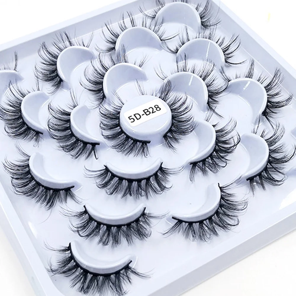 

10pair 100% Handmade long 18mm lashes 3D Mink Eyelashes Natural Makeup False Lashes 5D Volume Wispies Fluffy Eyelashes Extens