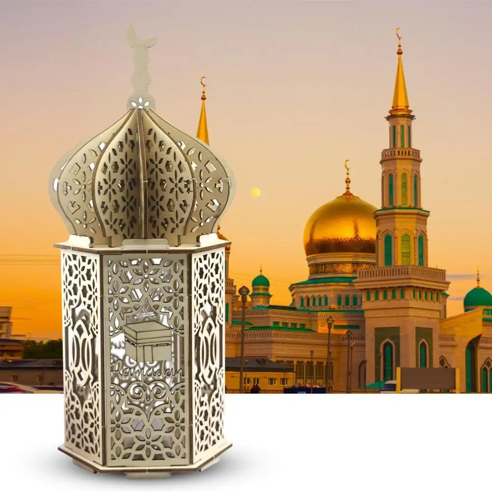 Islam Eid огни Рамадана коробка свет деревянный сборка светодиодный фонарь ночник