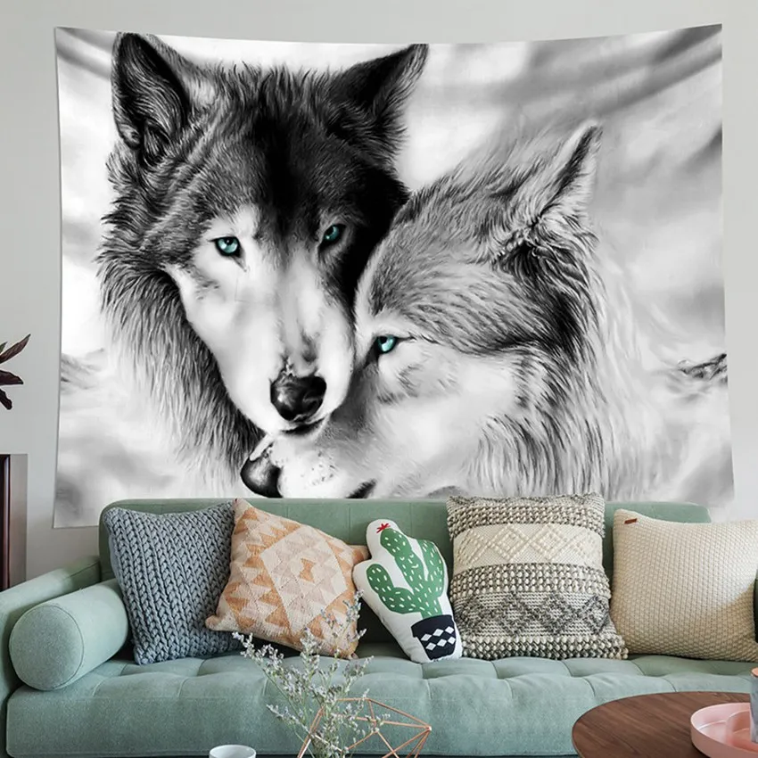 

Wolf Tapestry Wall Hanging Boho Decorative Wall Cloth Covering Tapestry Psychedelic Hippie Tapestry Mandala Wall Hangings
