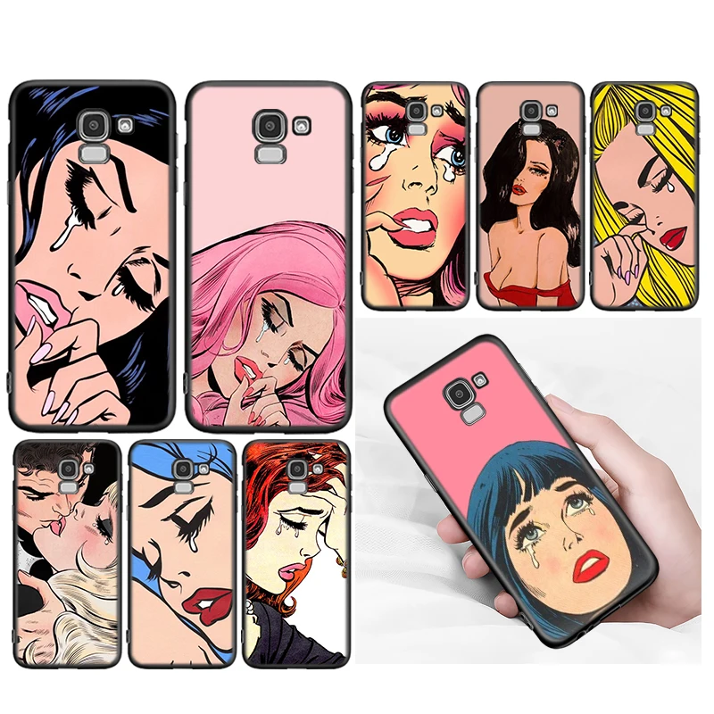 

Crying Comic Girl Painting Cover For Samsung Galaxy J8 J7 Duo J6 J5 Prime J4 Plus J3 J2 Core 2018 2017 2016 Phone Case