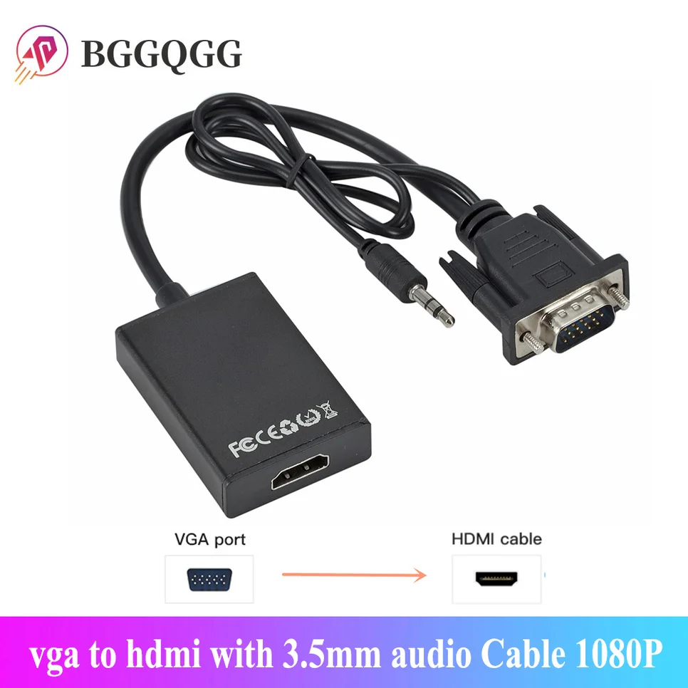 Переходник VGA/HDMI 3 5 мм jack BGGQGG 1080p HD для ПК проекторов PS4 ноутбуков HDTV |