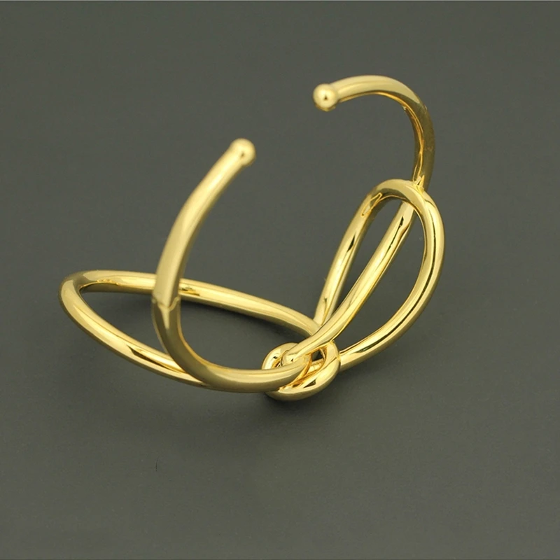 Модные желтые золотые манжеты YN с бантом браслеты полыми крестиками королевский