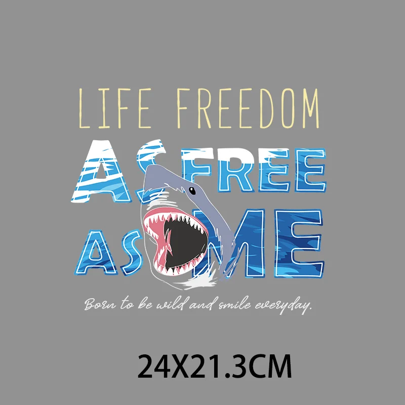 Термонаклейки с мультяшными животными акулами надписями для самостоятельного