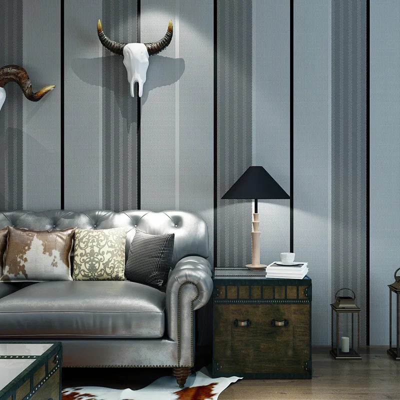 Флокированные полосатые 3D обои из нетканого материала для спальни гостиной