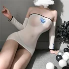 Соблазнительные костюмы, боди-костюм, чулки, сексуальное эротическое нижнее белье с открытой промежностью, Тедди, нижнее белье без промежности, Детская кукла, в сеточку, порно, мини-платье