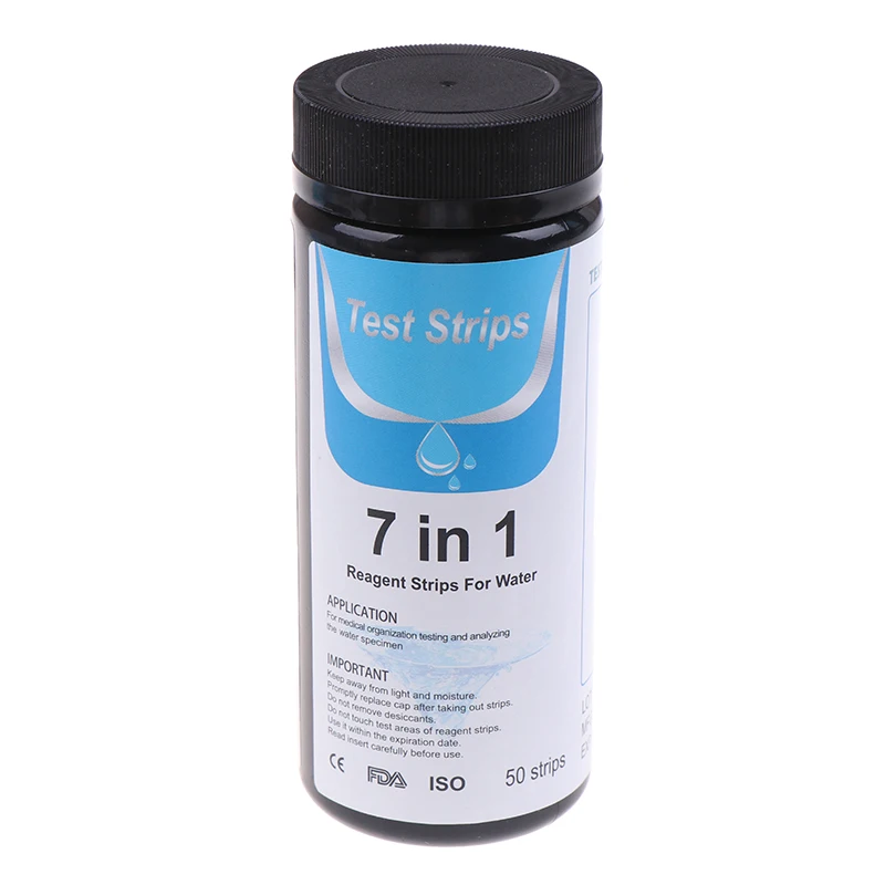 

7 In1 Aquarium Fish Tank Water Teststrips Kit Nitriet Nitraat Ph Teststrips Kh Gh NO2 NO3 Broom Chloor test 50Pcs/Fles