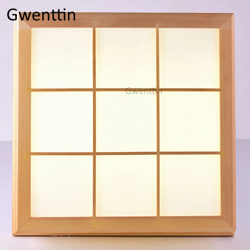 Японский стиль деревянный светодиодный потолочный светильник с татами