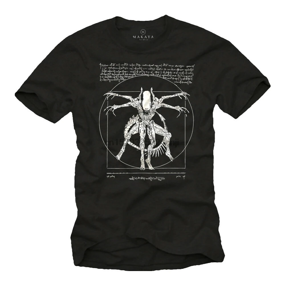 COOL NERD MOVIE MENS T SHIRT WITH DA VINCI ALIEN - SHORT SLEEVE GAMER GEEK TEE