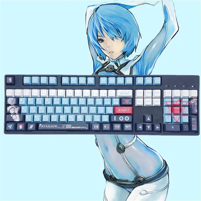 Игровая механическая клавиатура Genshin Impact с мультяшными героями игры PBT 108