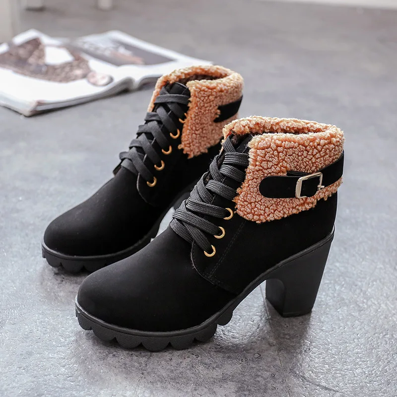 Скидка 2020 осень зима новые женские ботинки на высоком каблуке Ботинки Martin из