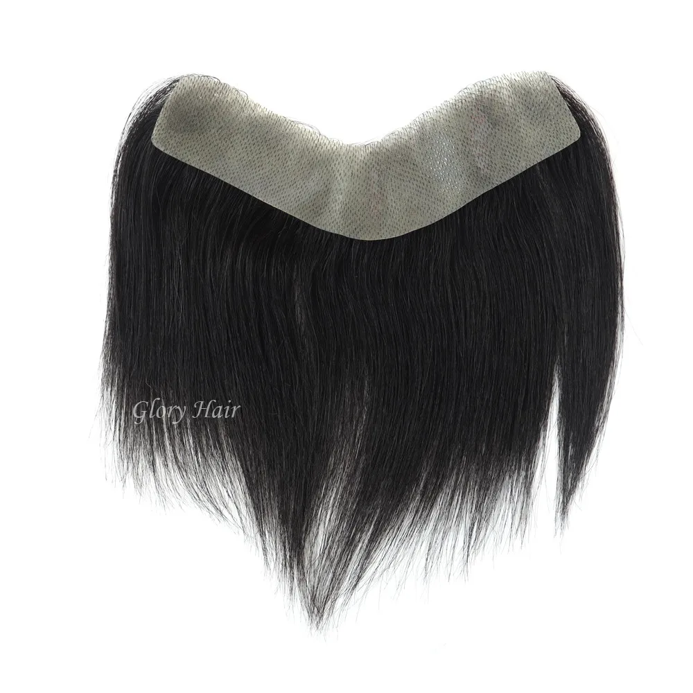 

GLOYRHAIR - FRT - Thin Skin Forehead Men Toupee 6 inches Human Hair Fringe for Men All V Loop Invisible Bangs