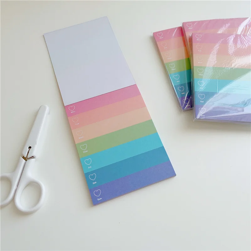

Korean Ins Weekly Love Rainbow Memo Pad Check List To Do List Message Paper Planner Sticker School Supplies Stationery 50 Sheets