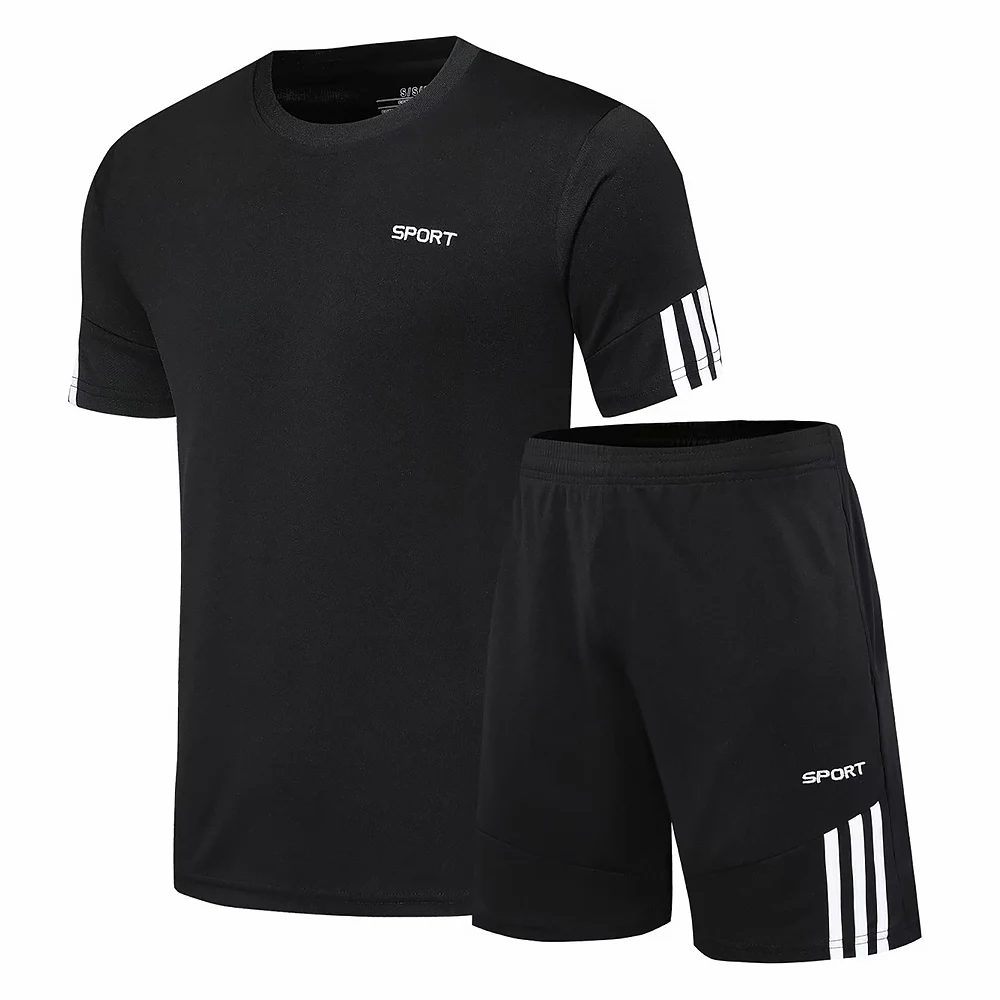 

Gym clothing men running sets sport suit men shorts + tshirt set two piece sports runners workout workout running sportswear