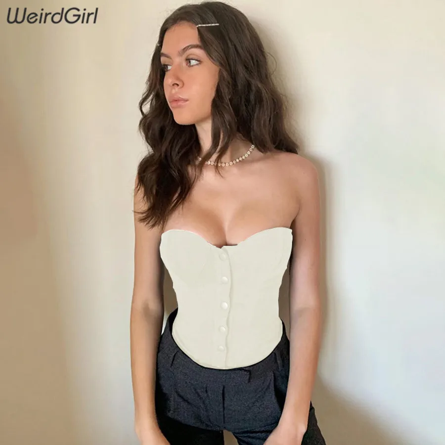 Weirdgirl women sexy tank tops party night club solid color slim sleeveless female vest crop tops off shoulder summer new