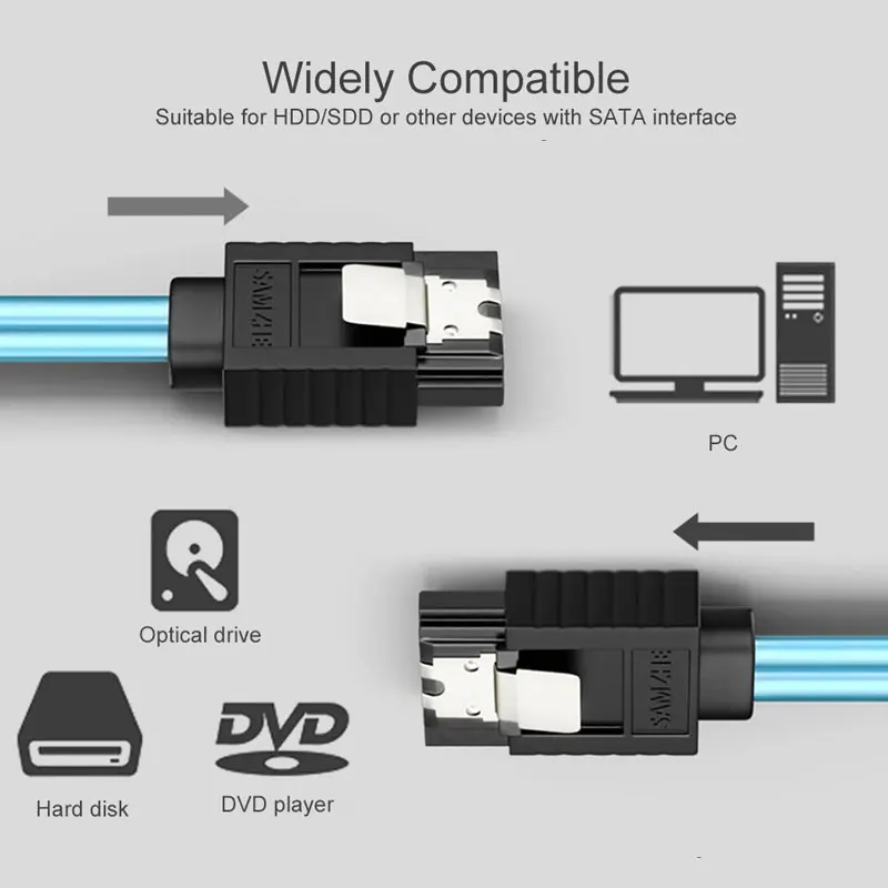 Кабель SAMZHE SATA III 6 0 Гбит/с с запирающей защелкой для Hdd SSD DVD ПК компьютерный кабель