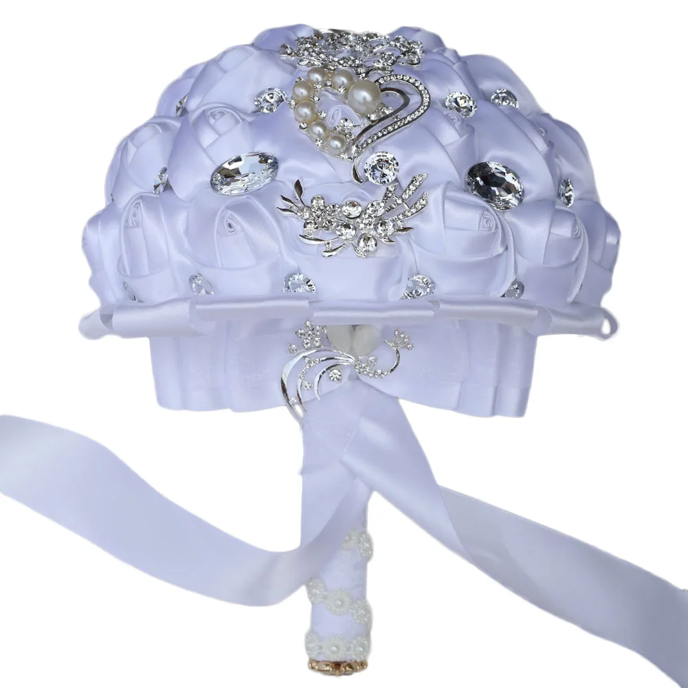 Белые/красные/синие розы Искусственные цветы букет с бриллиантами жемчужные