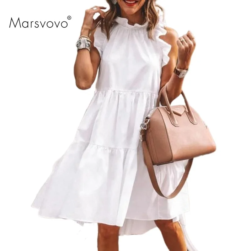 

Однотонное белое платье-макси с рукавом-бабочкой