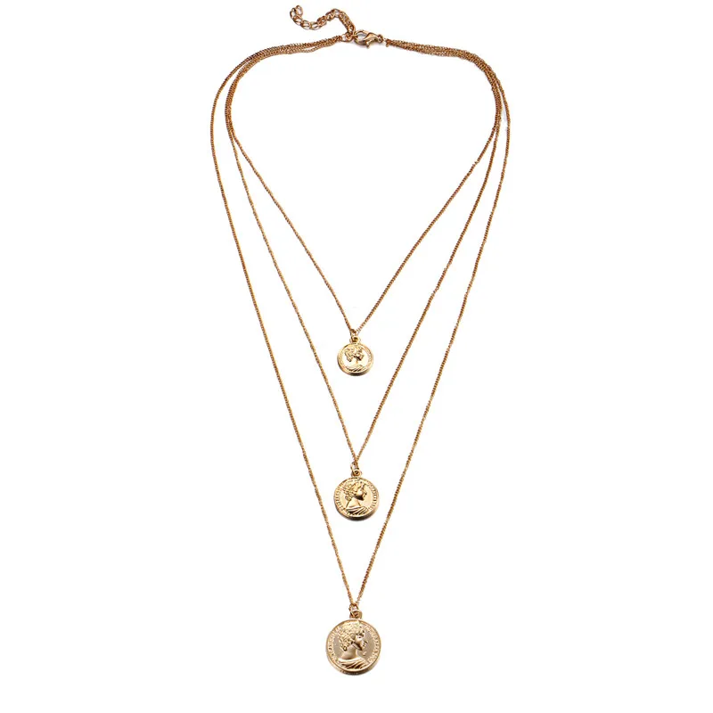 Vimio золотого и серебряного цвета Цвет двойное ожерелье с портретом Монета диск